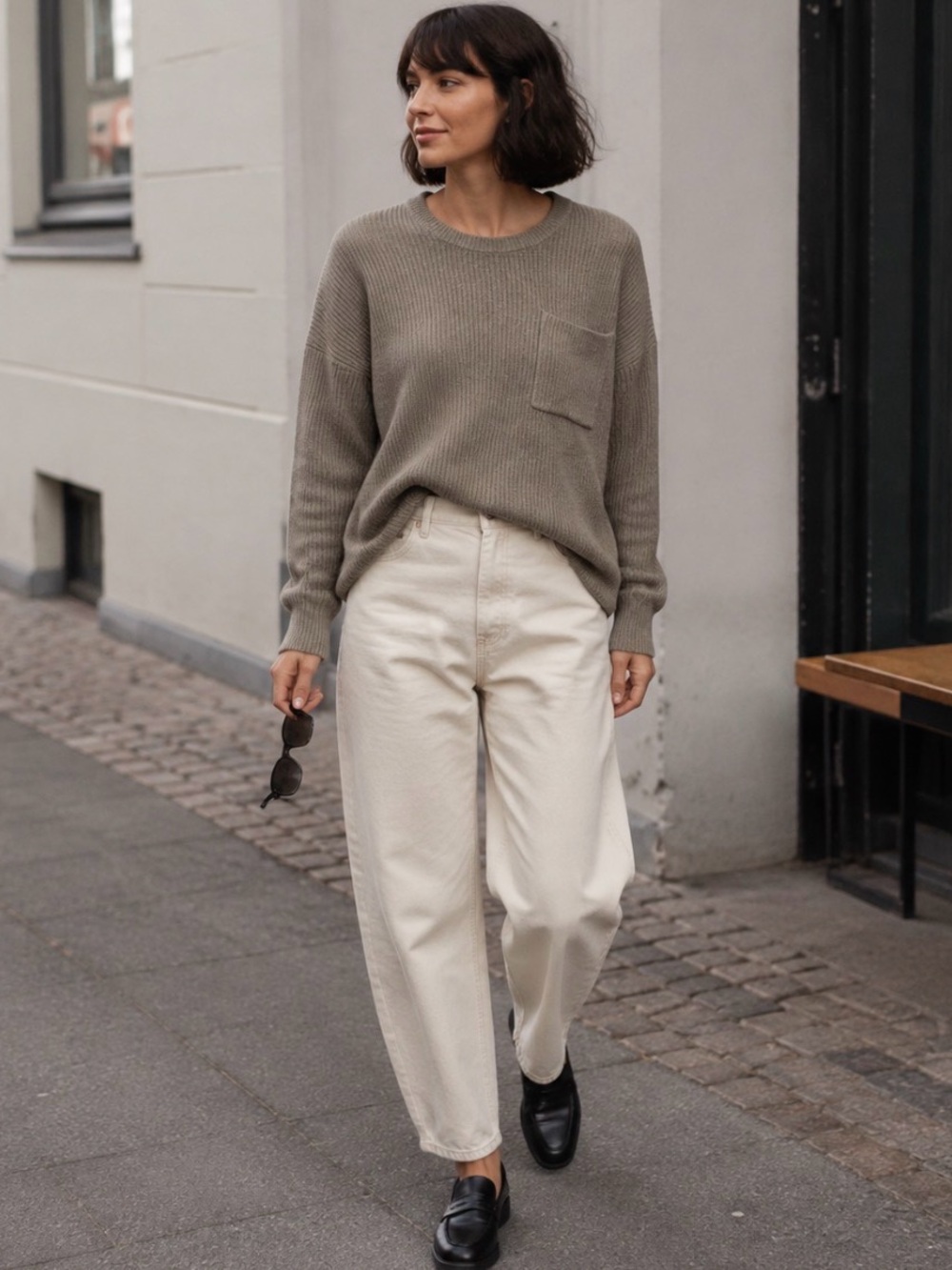 Madewell Olive Green Mini-Cable Knit Women's Sweater